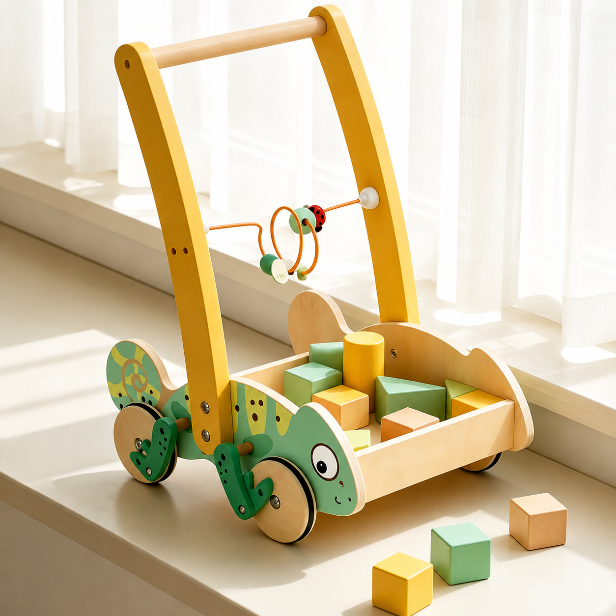 Chariot de marche bébé caméléon 