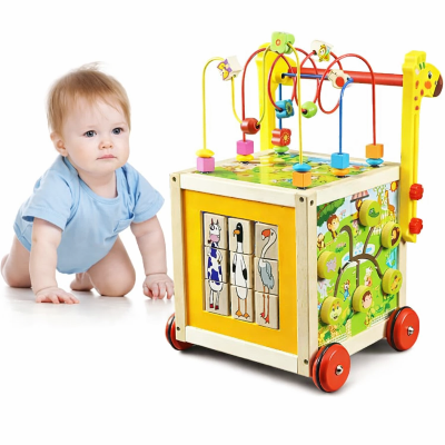 Chariot de marche bebe coloré et captivant.