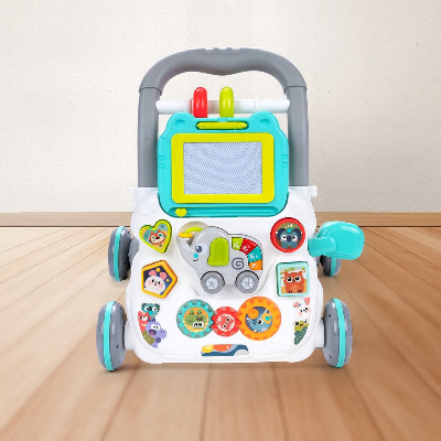 Chariot de marche bébé moderne avec panel d'activités complet pour la position asise 