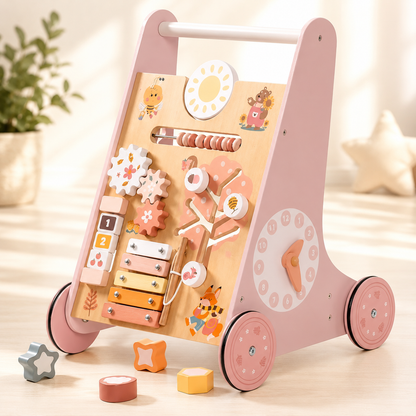 Chariot de marche bébé tout terrain rose