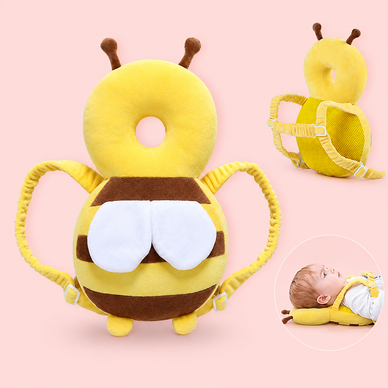 Coussin anti chute bebe jaune de 35 cm