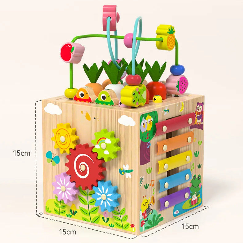 Cube d'activité bébé éducative multifonctionnelle en bois