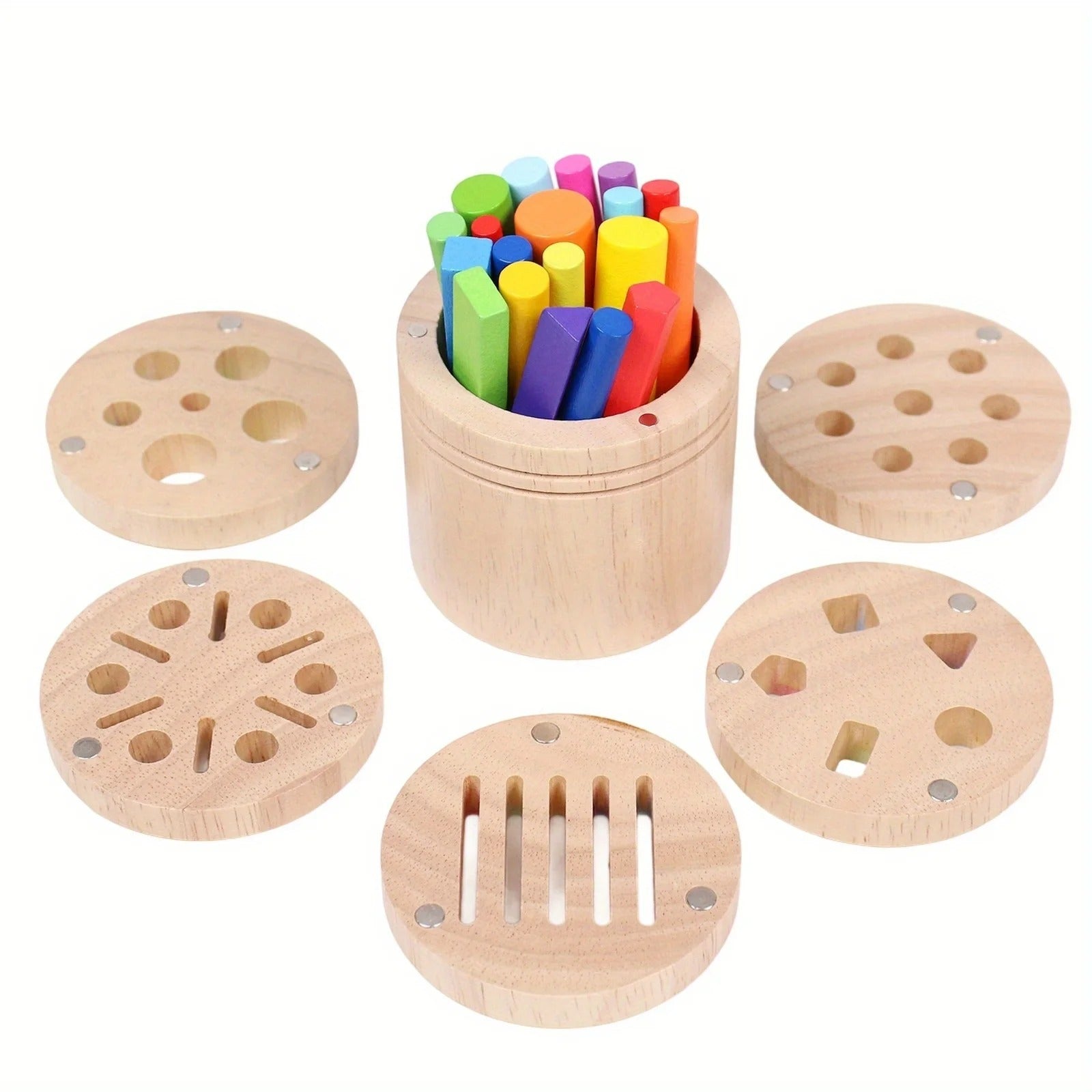 Cube d'activité bébé faces différentes fait entièrement de bois 