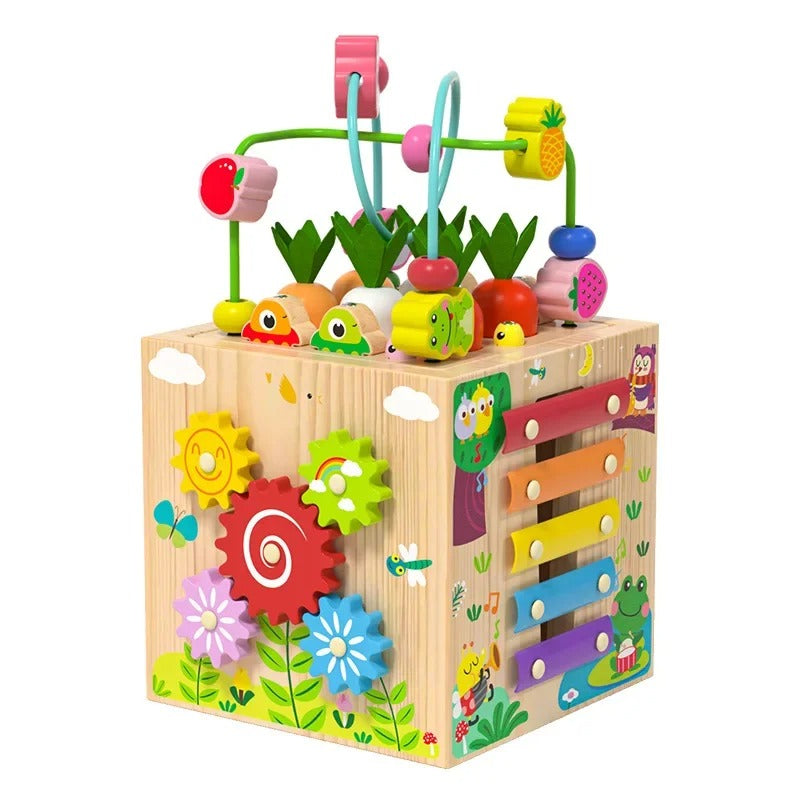 Cube d'activité bébé boîte à perles et de pêche agricole