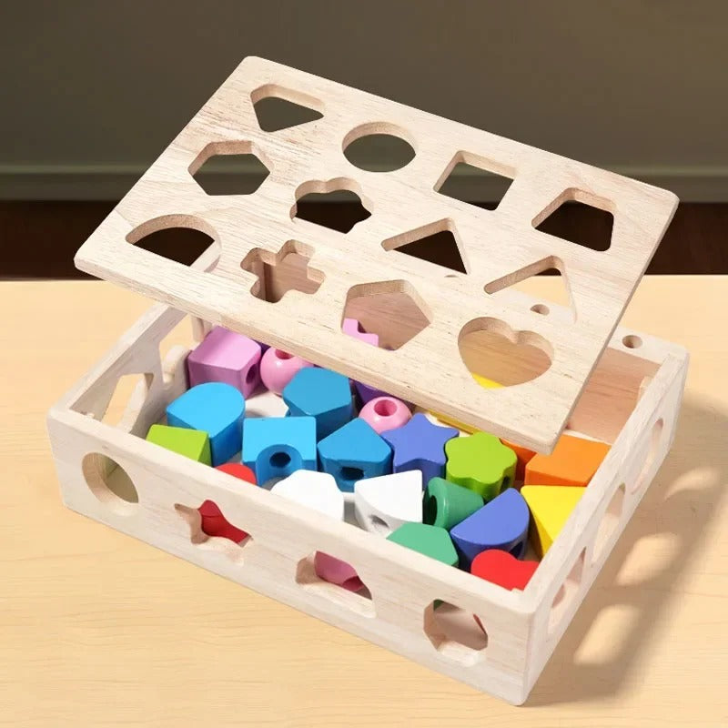 Cube d'activite bebe perles et coffre de rangement incorporé 