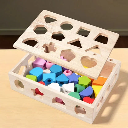 Cube d'activite bebe perles et coffre de rangement incorporé 