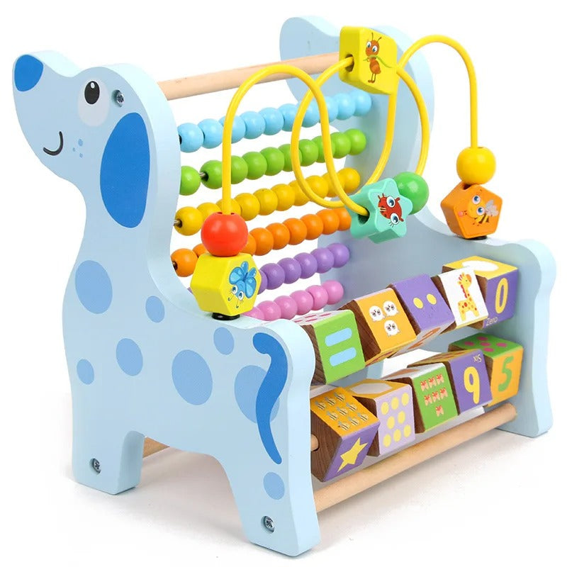 Cube d'activité bébé petit chien bleu