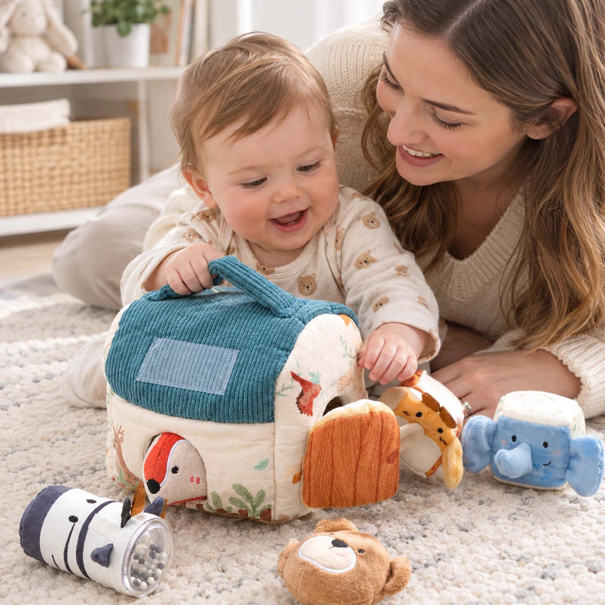 Cube d'activite bebe faire entrer les animaux dans la cage