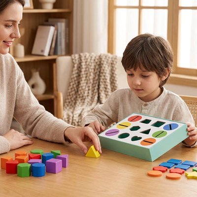 Cube d'activite bebe réunit bebe et maman à un jeu de puzzle