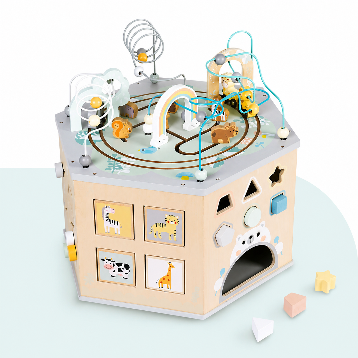 Cube de motricité bébé qui contient plus de 10 activités