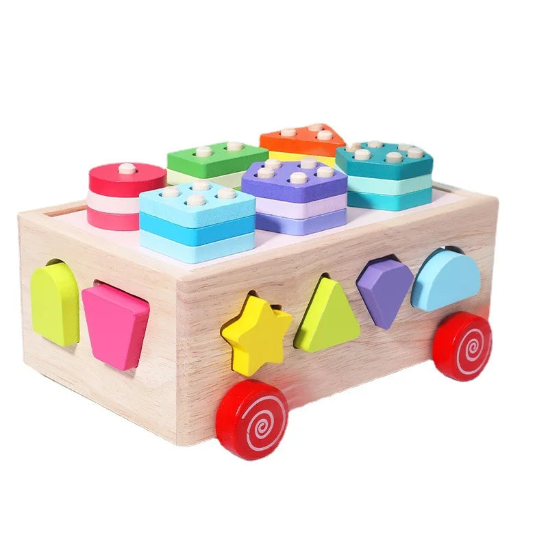 Cube de motricité coloré fait de bois