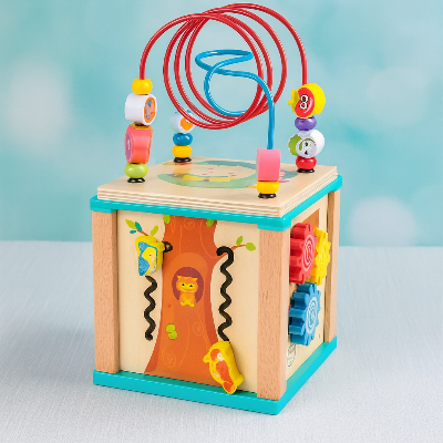 Cube motricité bébé, Boîte d'intelligence à enroulement de perles cinq en un