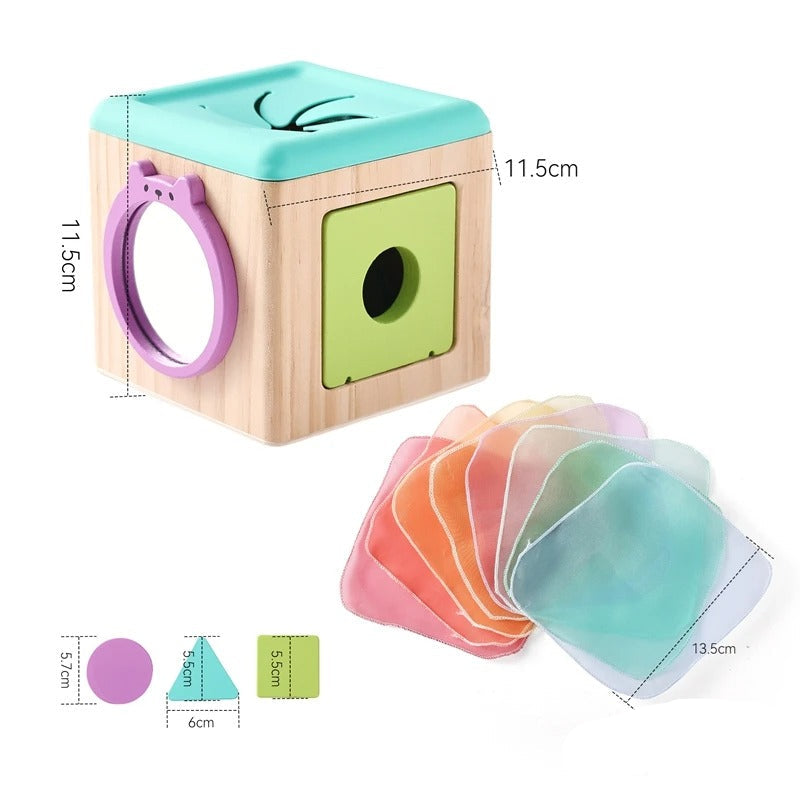 Cube motricité bébé boîte à tissus en bois
