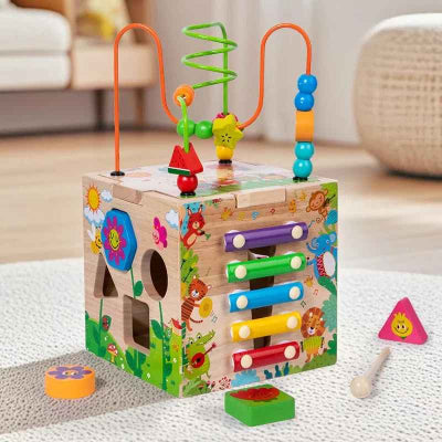 Cube motricité bebe en bois supérieure aux finitions parfaites pour la sécurité