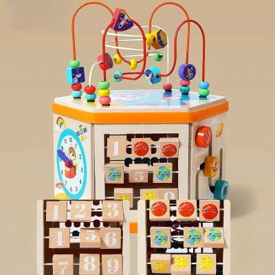 Cube motricité bebe, Jouet hexagonal avec 8 actités réunies en 1
