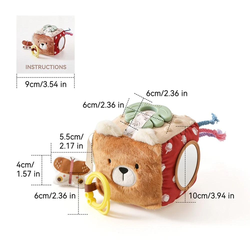 Cube motricité bébé petit chio avec anneau et mirroir 