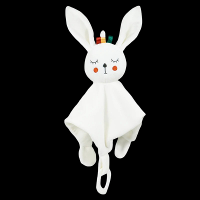 Doudou lapin blanc avec son expression calme pour les moments d'anxiété 