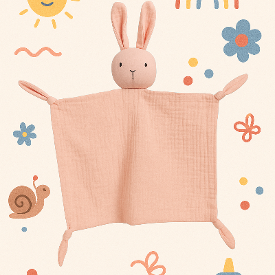Doudou lapin rose ludique pour touts petits