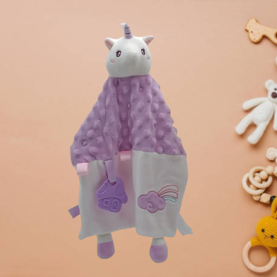 doudou licorne avec texture 3D pour l'eveil tactile