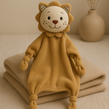 La douce texture du doudou lion pour la flexibilité des petits doigts
