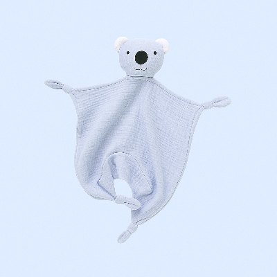 doudou ourson 100% coton de couleur bleu