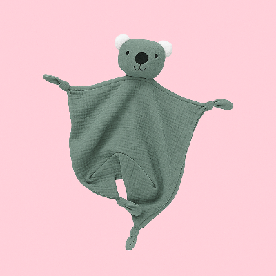 doudou ourson 100%coton de couleur verte
