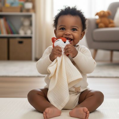Doudou renard facile à saisir et mordiller