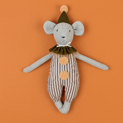 Doudou souris rayée aux bras grandement ouverts