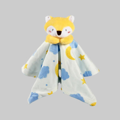 doudou renard velours-coton pp, couleur jaune et nuage avec étoiles