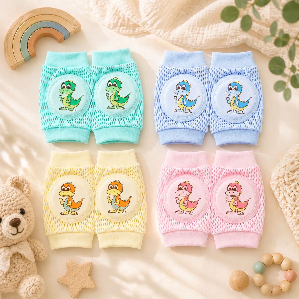 4 couleurs Genouillère bebe dinosaure 