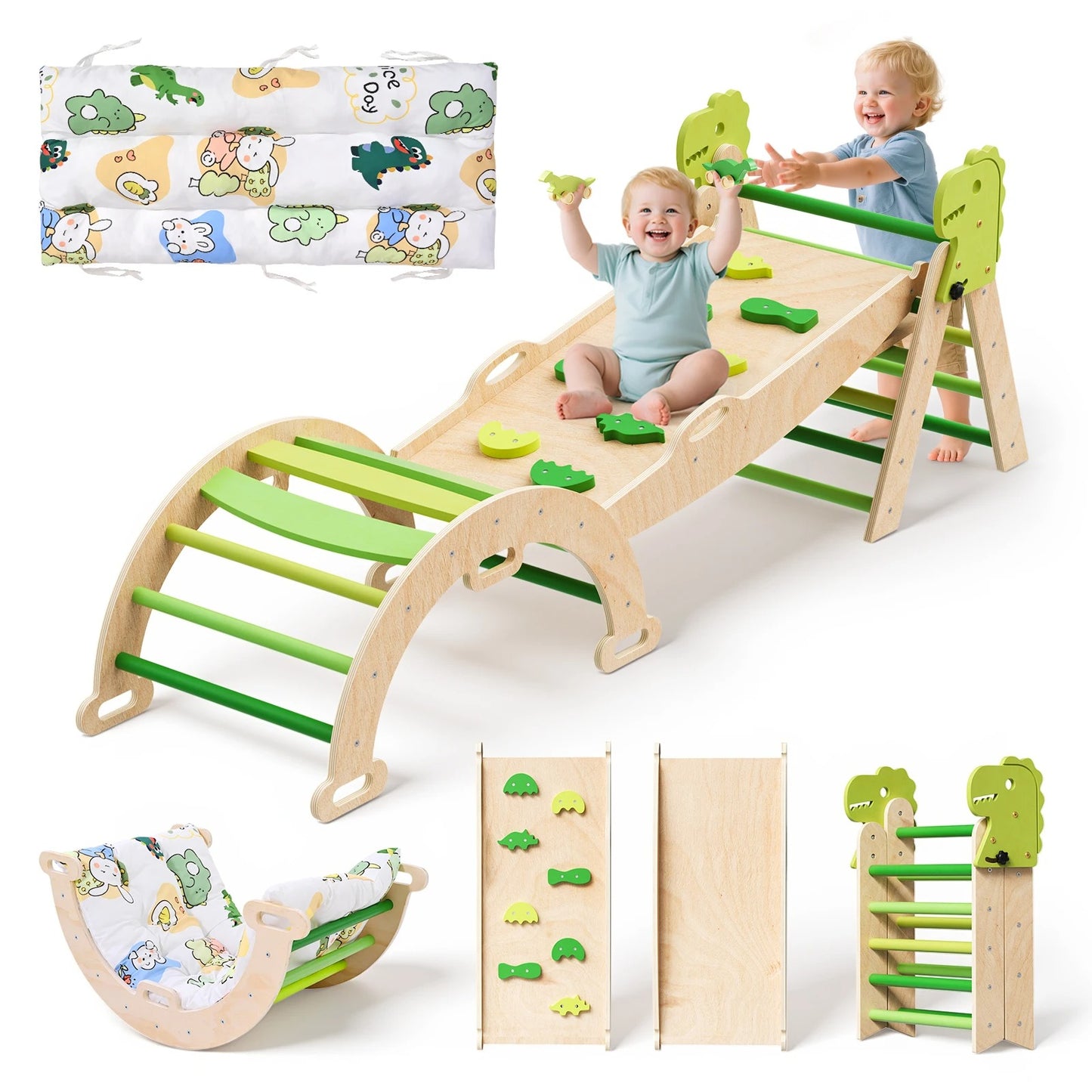 Grimper avec succès sur parcours motricité bébé bois