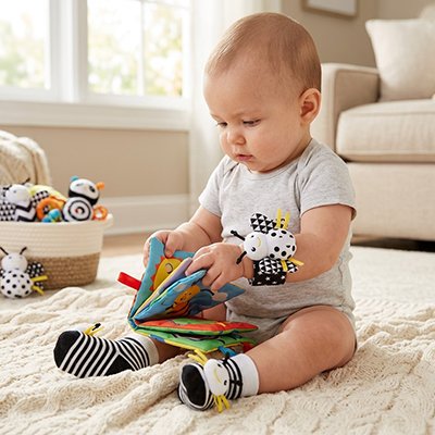 Hochet bébé qui l'accompagne dans la lecture