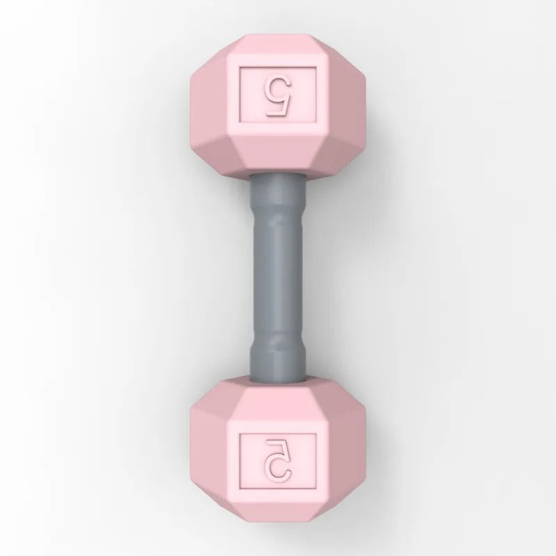 Hochet bébé haltère rose