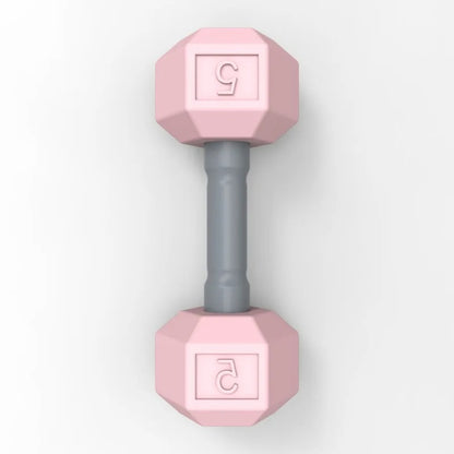 Hochet bébé haltère rose