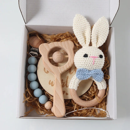 Hochet bébé pack cadeau nouveau-né bleu