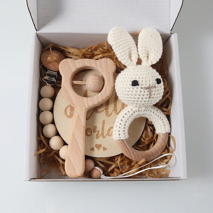 Hochet bébé pack cadeau nouveau-né jaune clair