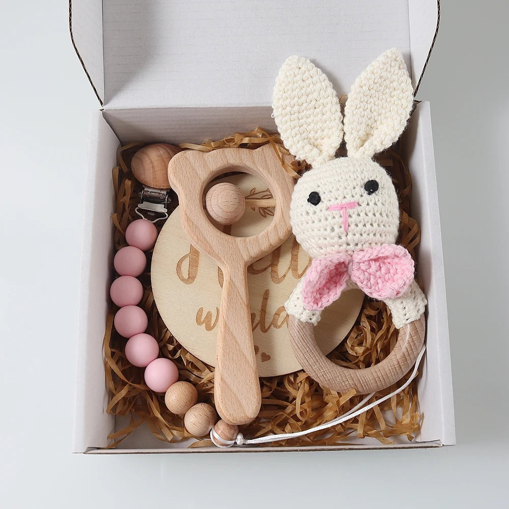 Hochet bébé pack cadeau nouveau-né rose