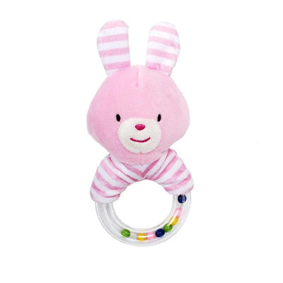 Hochet bebe lapin rose rayé