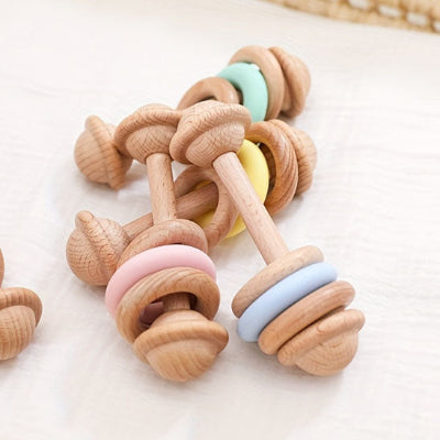 Hochet pour bebe fait de bois et de gel de la silice
