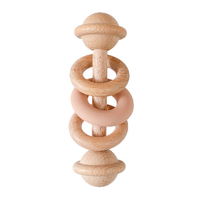 Hochet pour bebe avec l'anneau de silicone pêche