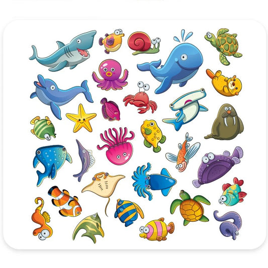 Jouet baignoire pour bebe 30 pièces animaux autocollants