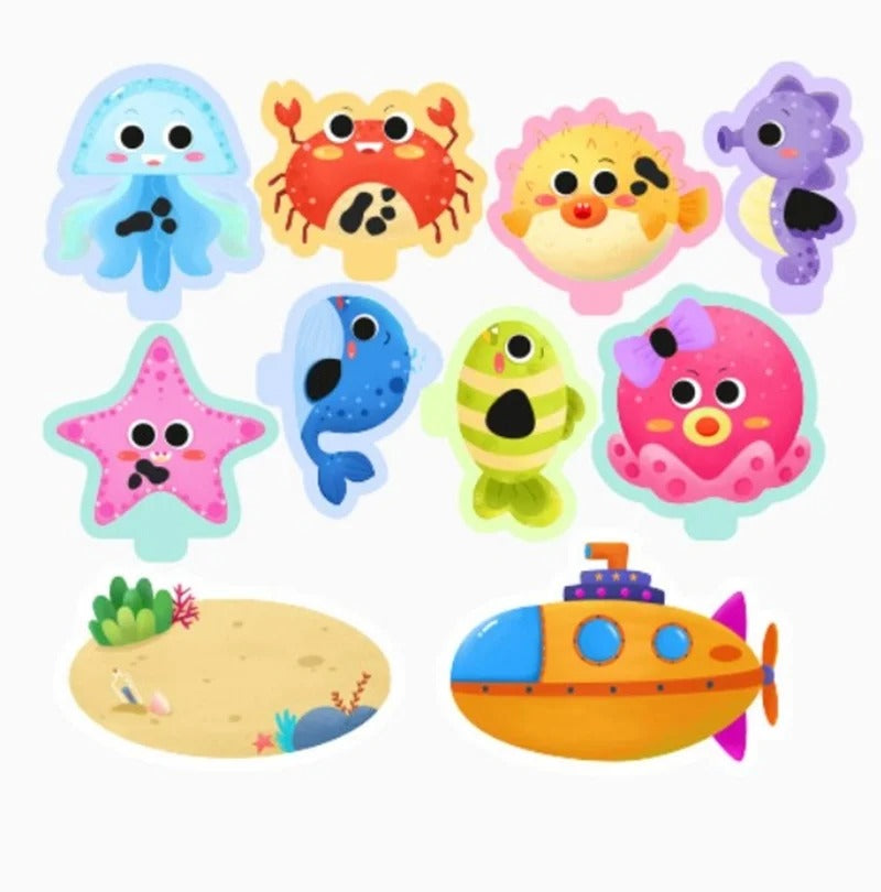 Jouet baignoire pour bebe 10 pièces océan autocollants