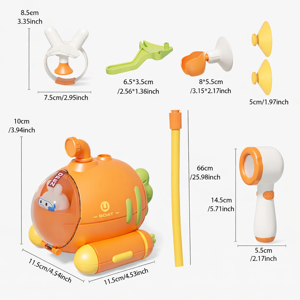 Jouet baignoire pour bebe bateau orange 