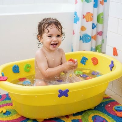 Jouet baignoire pour bebe collé sur la baignoire