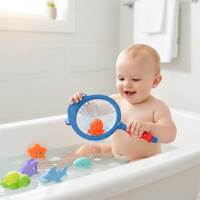 Jouet baignoire pour bebe un monde marin coloré
