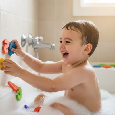 Jouet baignoire pour bebe mousse qui colle sur le mur 