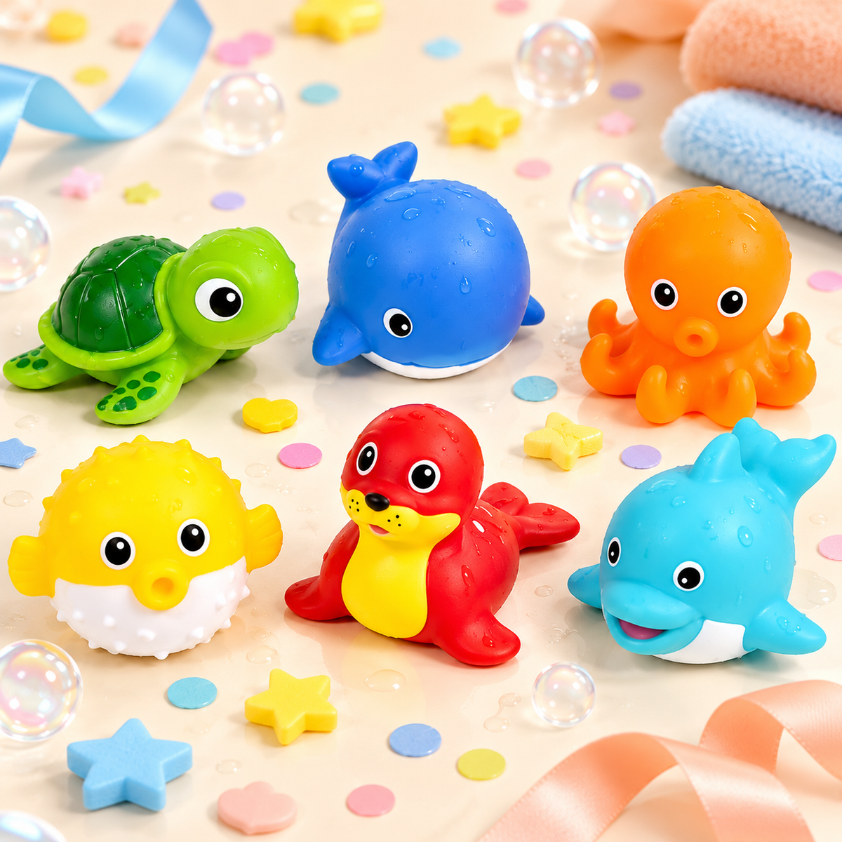 Jouet baignoire pour bebe petits amis colorés