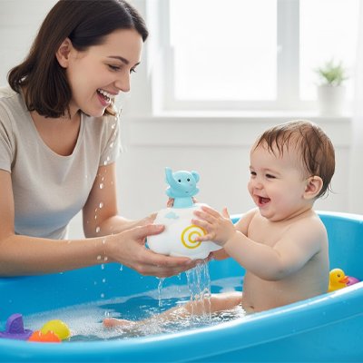 Un moment de fusion autour du jouet bain bebe