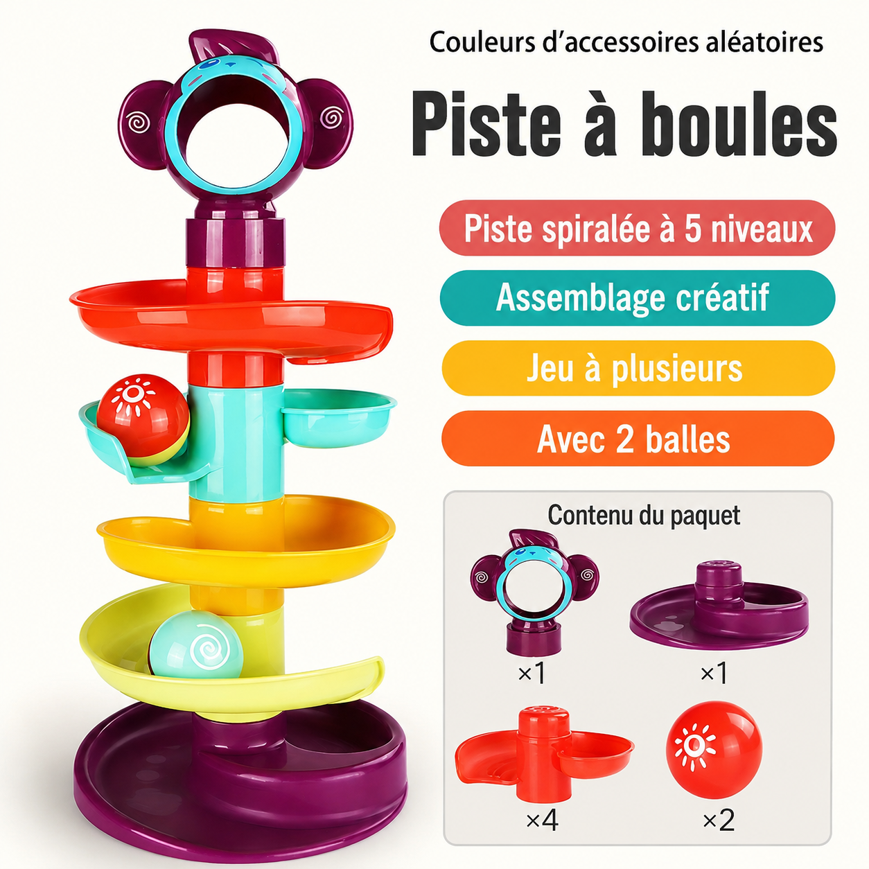 Jouet bebe 1 an, piste à boules à 5 niveaux
