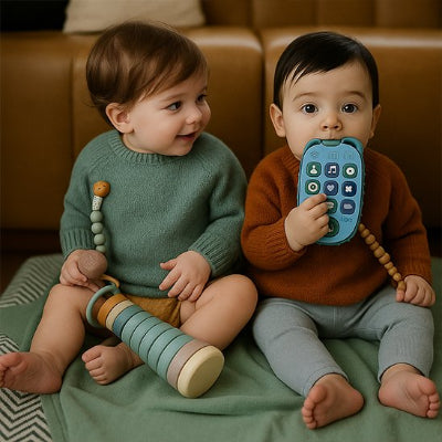 Le tout petit abandonne son jouet, Jouet bebe 1 an captivé par le jouet bebe 1 ans de son frère 